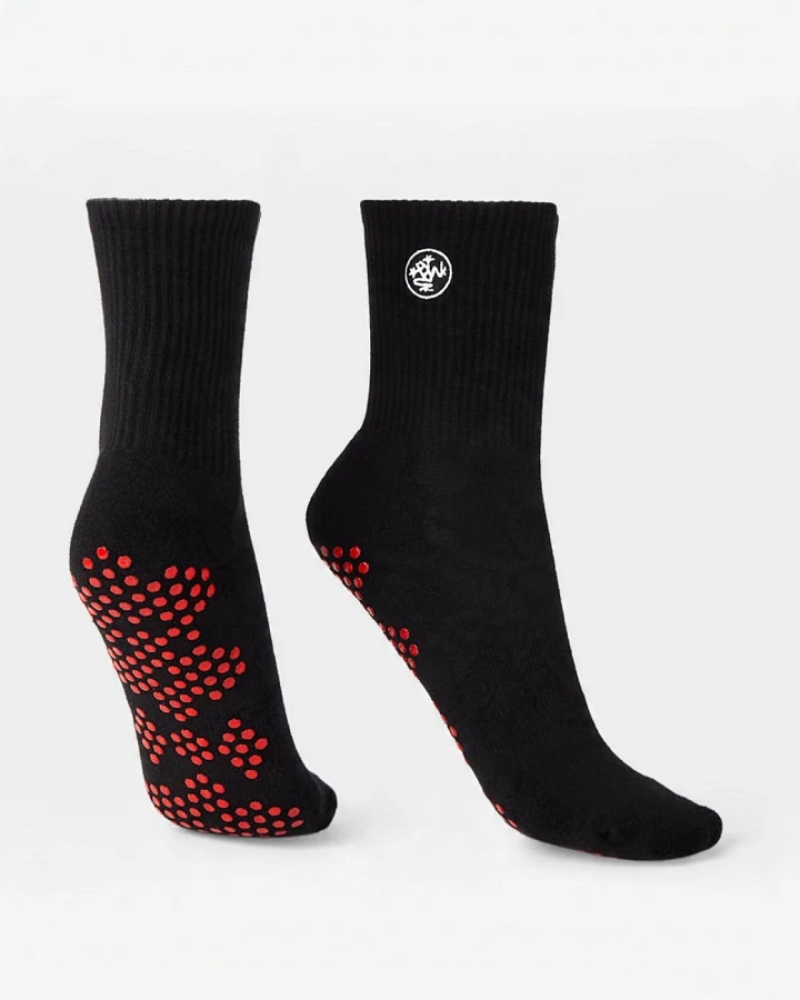 Manduka Equilibria Pilates Half Crew Socks - Black