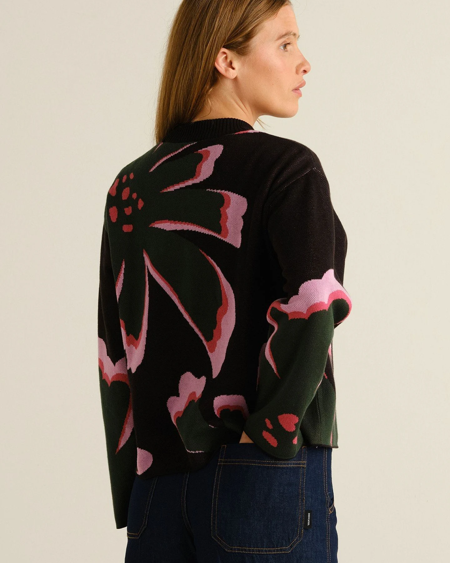 Strickpullover Limhamn Big Bloom Schwarz – Ansicht 3