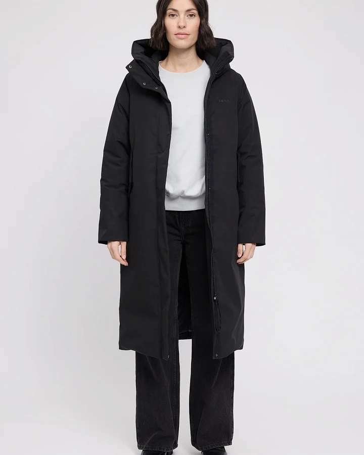 Wintermantel Functional Padded Long Schwarz