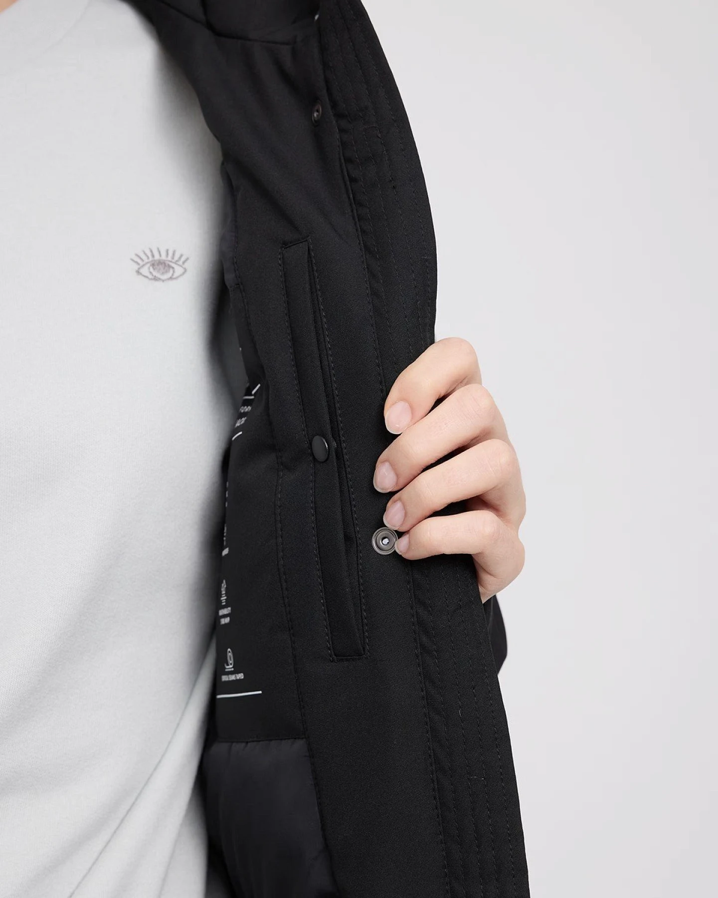Wintermantel Functional Padded Long Schwarz – Ansicht 2