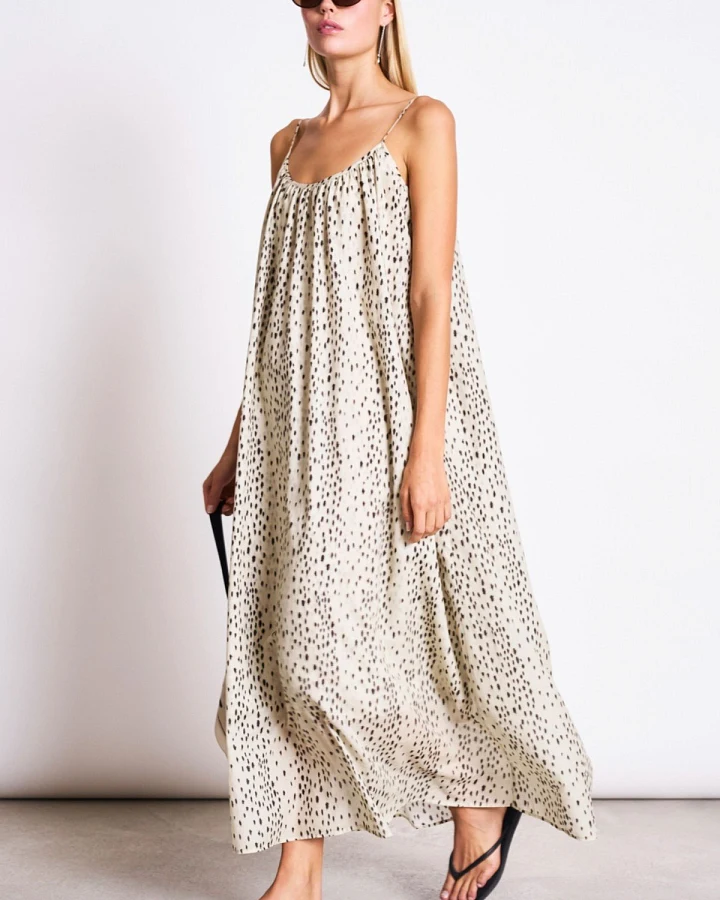 Kleid Tova Maxi Dalmatian Dots Off White