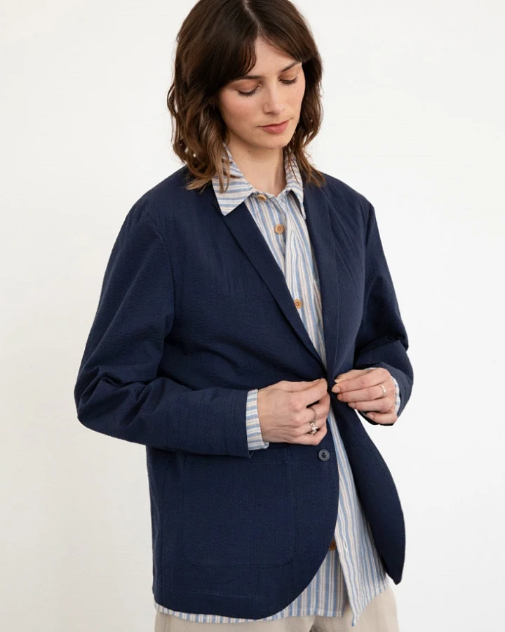 Rotholz Damen vegan Blazer Casual Marineblau