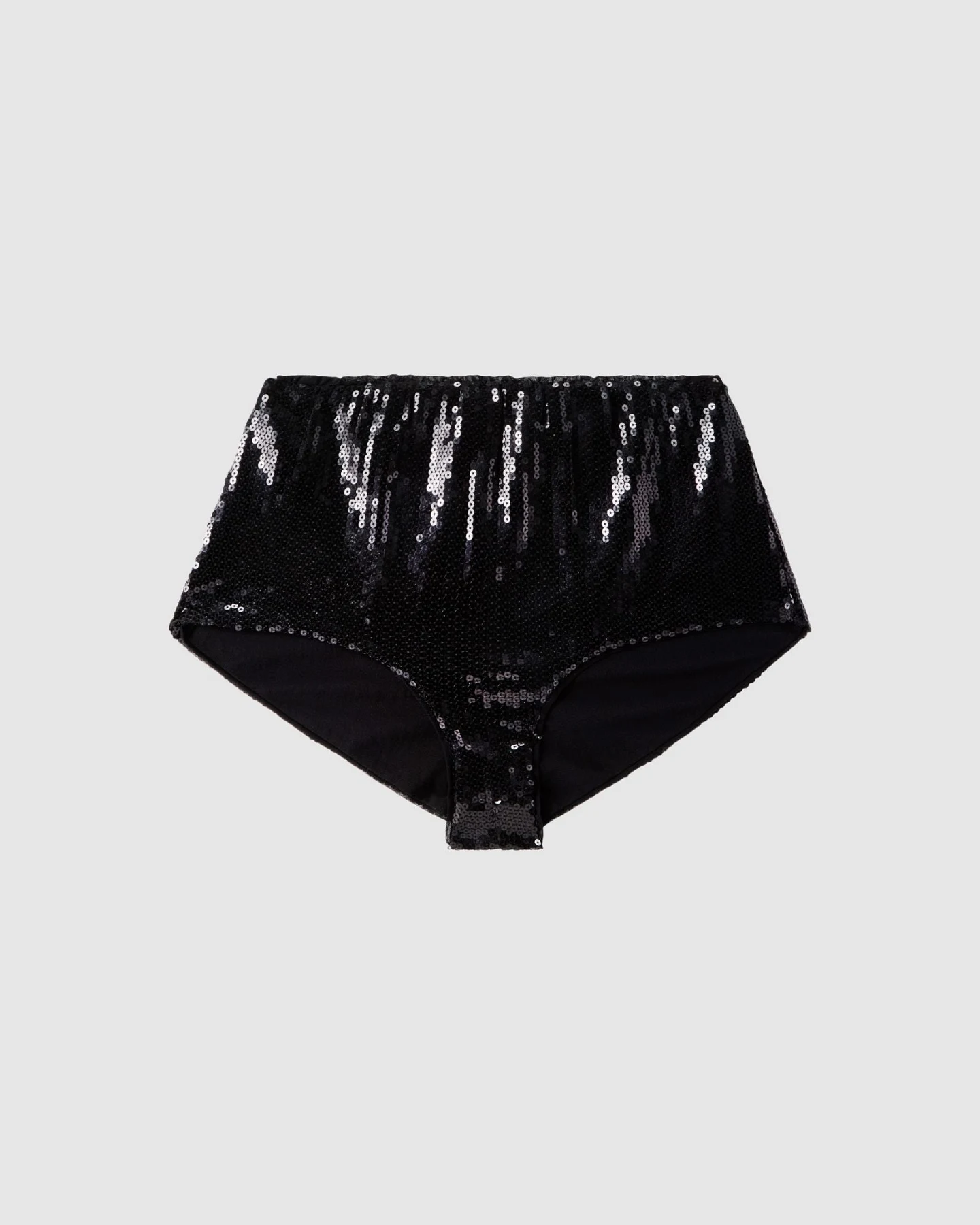 Understatement Damen vegan Slip Pailletten Mesh Hotpants Schwarz – Ansicht 2