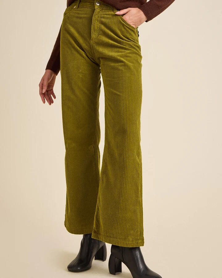 Côtelé Paris Damen vegan Schlaghose Aus Cord Pickle Grün
