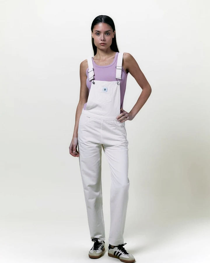 Côtelé Damen vegan Latzhose Mom Canvas Ecru