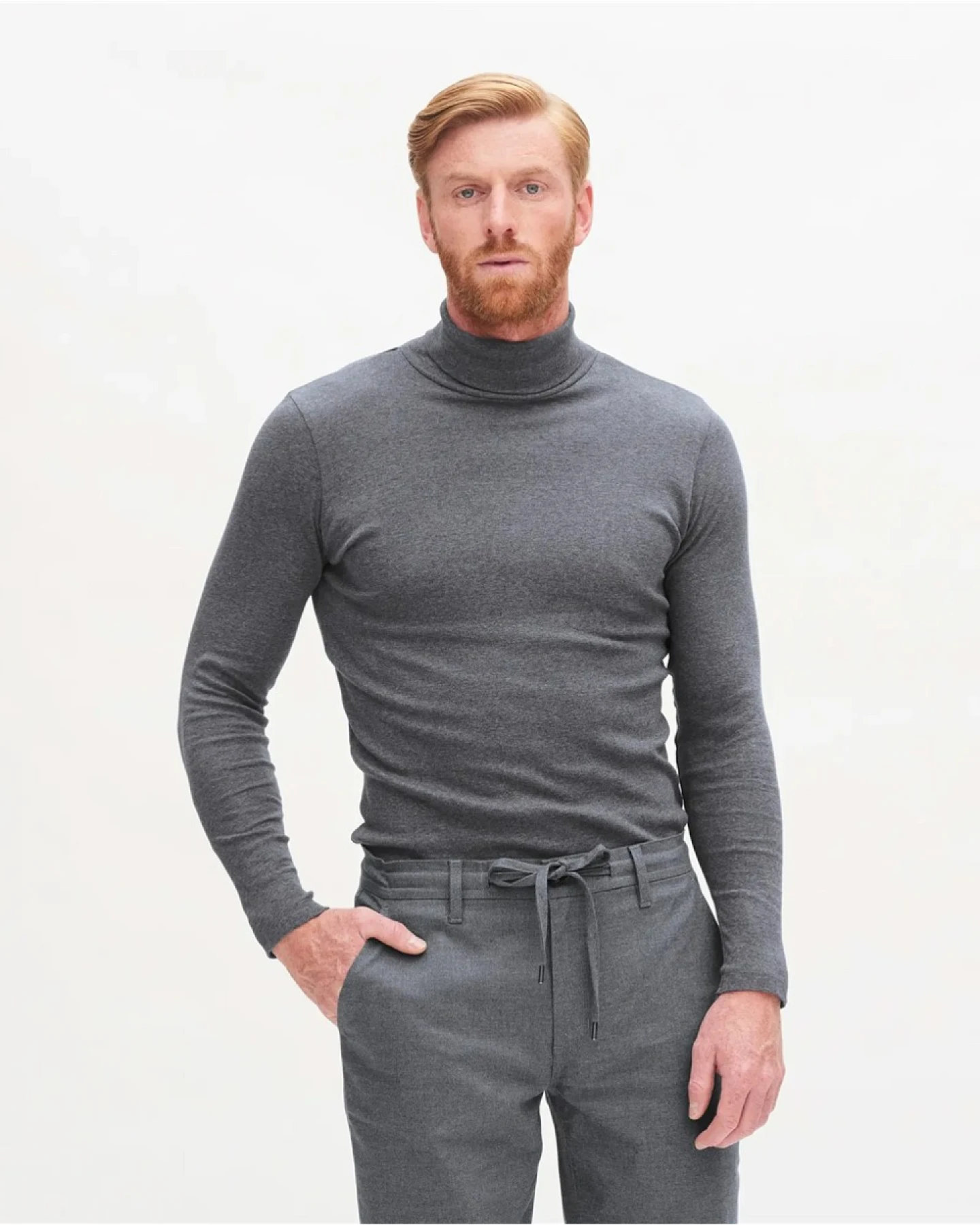 Living Crafts Rollkragen-Shirt Helge, grey melange M – Ansicht 2