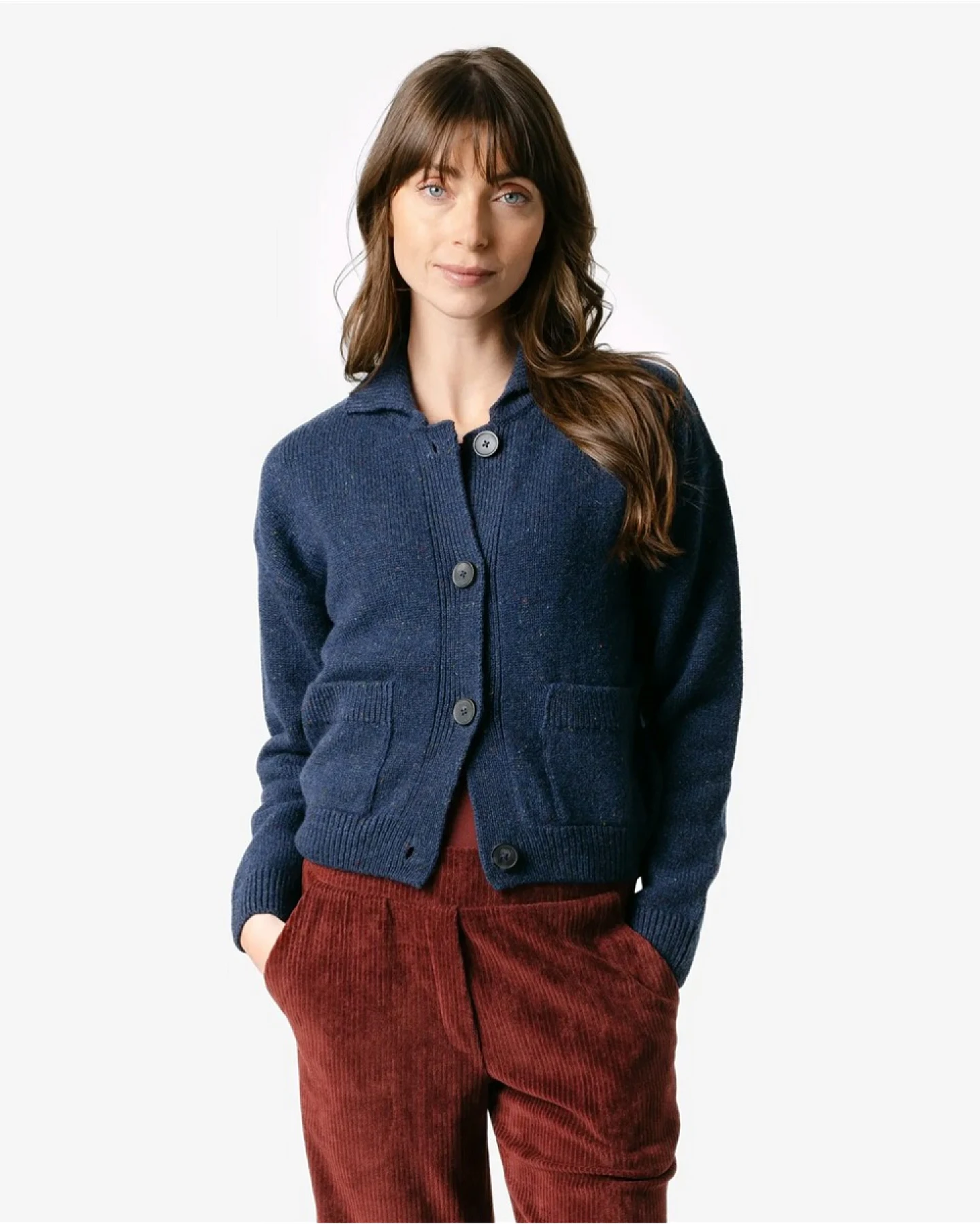 Living Crafts Strickjacke BENTE, Donegal Blue M – Ansicht 2
