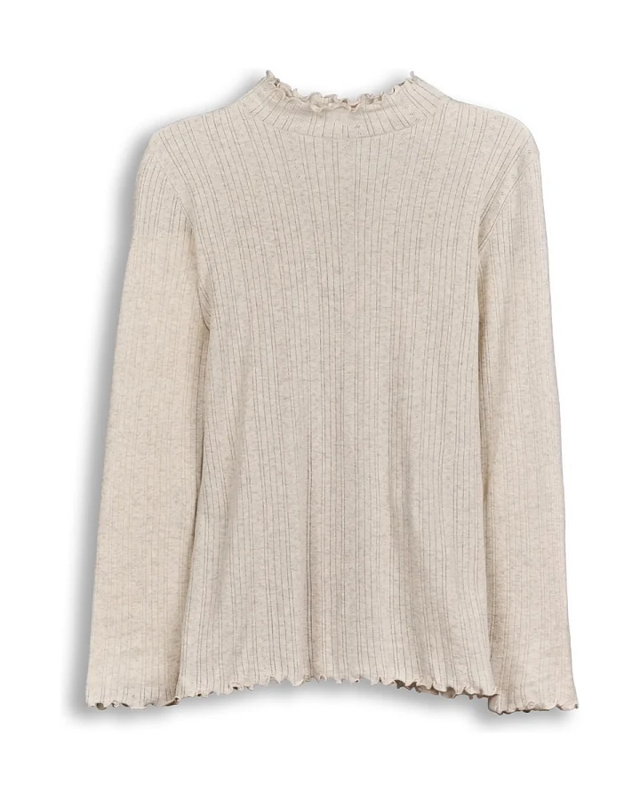 Living Crafts Stehkragen-Shirt BERENICE, Macadamia Melange S