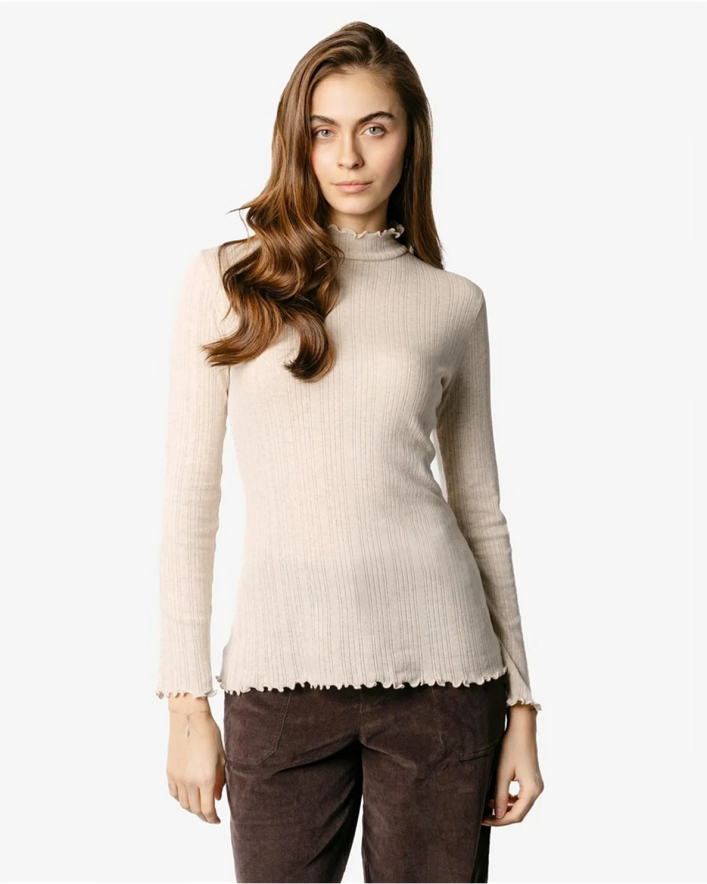 Living Crafts Stehkragen-Shirt BERENICE, Macadamia Melange S – Ansicht 2