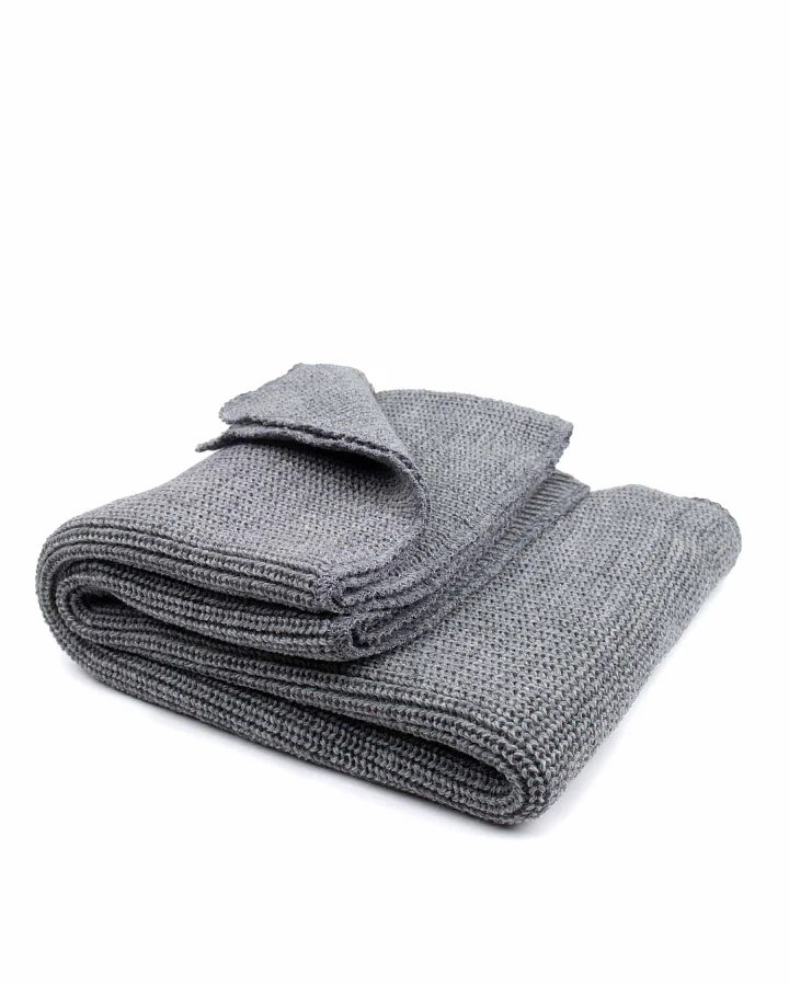 Produktseite: Lilano - Strickdecke Merinowolle 90x85cm hellgrau