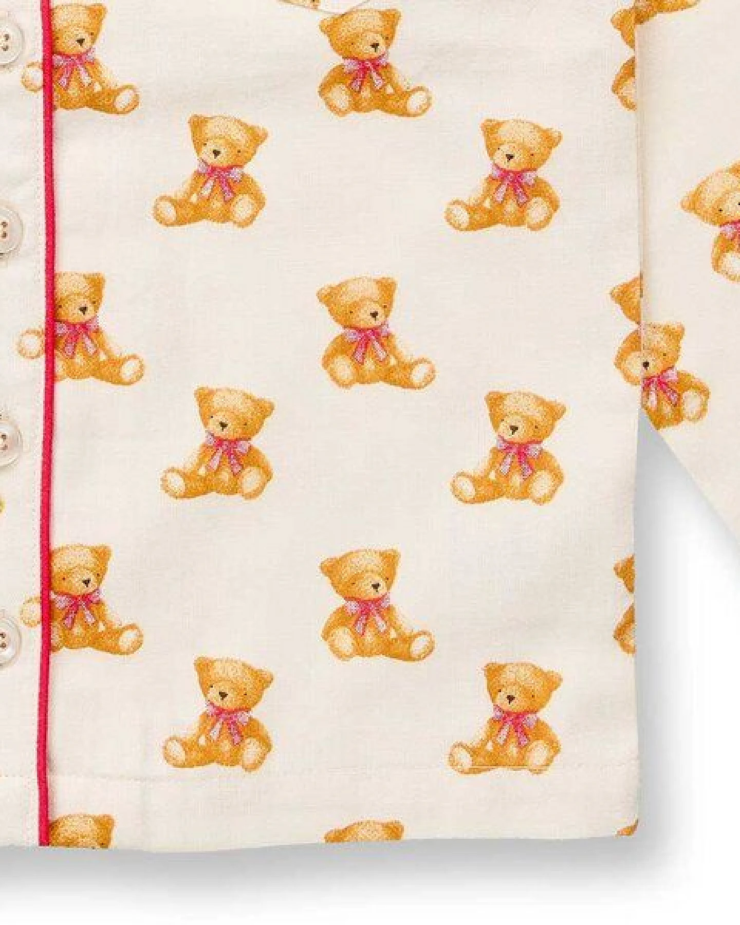 sense-organics Kinder Flanell Schlafanzug mit Teddy-Druck auf Naturbeige – Ansicht 4