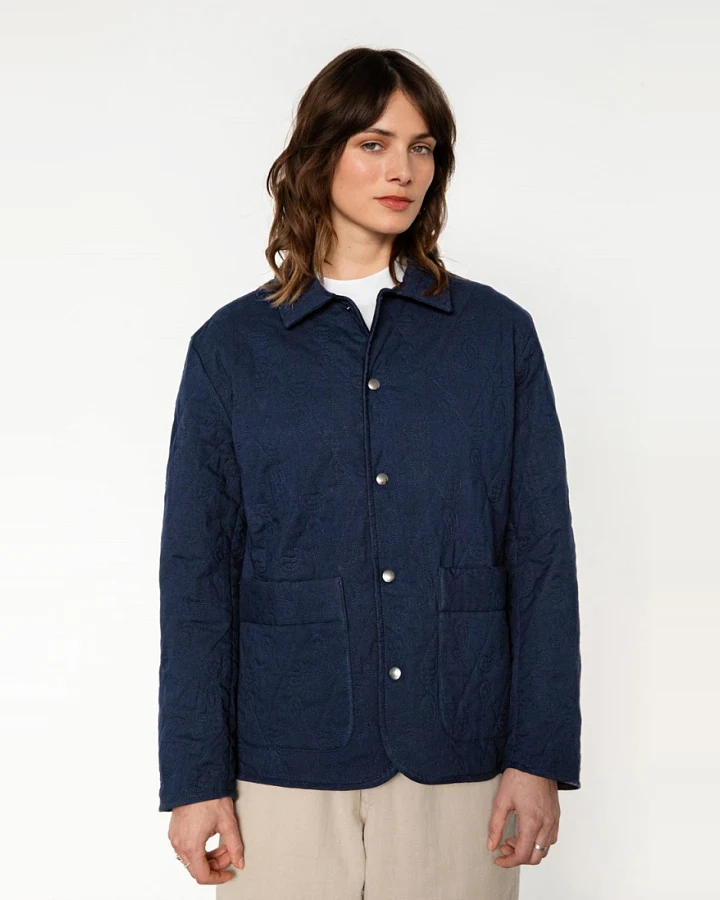 Rotholz Damen vegan Jacke Steppdecke Dunkelblau