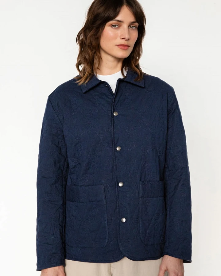 Rotholz Damen vegan Jacke Steppdecke Dunkelblau