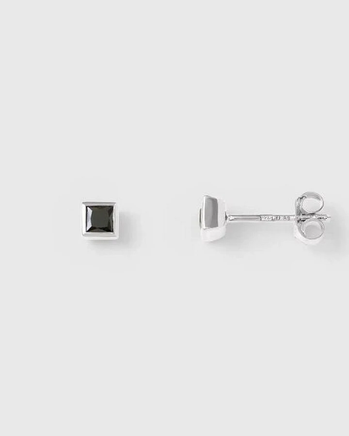 fejn jewelry Ohrstecker 'black square' - mit schwarzem Zirkonia