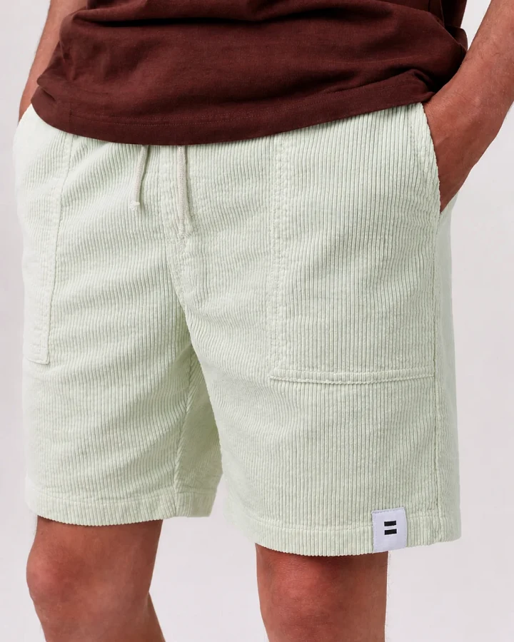 Côtelé Herren vegan Shorts Lazy Washed Green