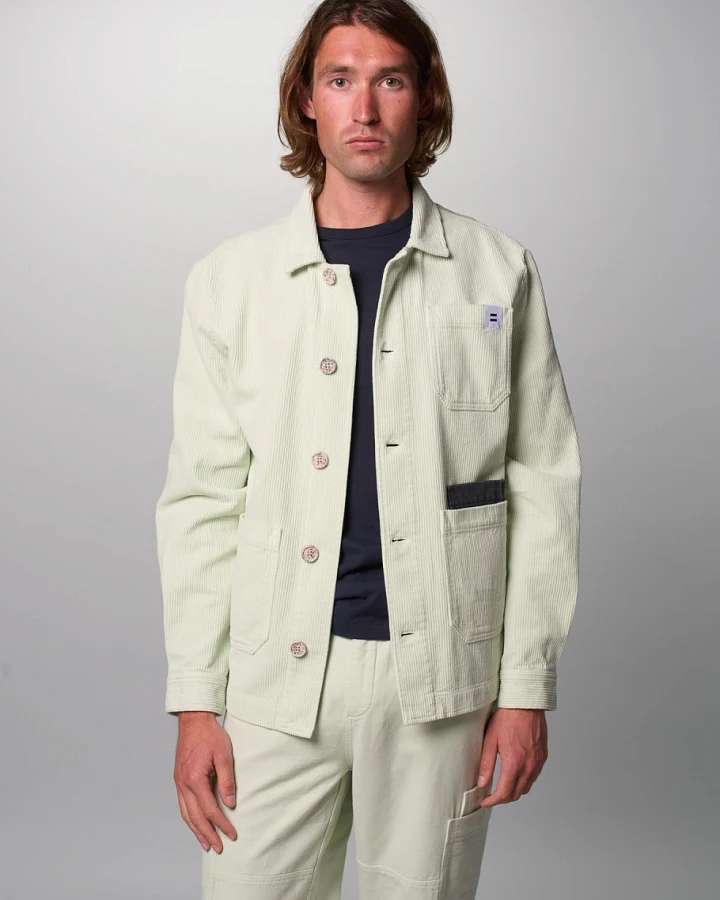 Côtelé Herren vegan Unisex Jacke Aus Cord Worker Stil Gewaschen, Grün