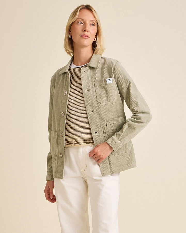 Côtelé Herren vegan Jacke Aus Cord Im Arbeiter Stil Salbeigrün