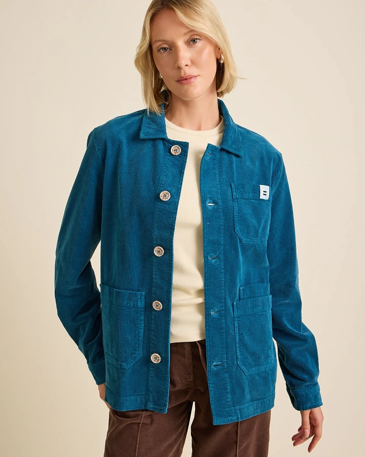 Côtelé Herren vegan Jacke Aus Cord Im Arbeiter Stil Petrolblau