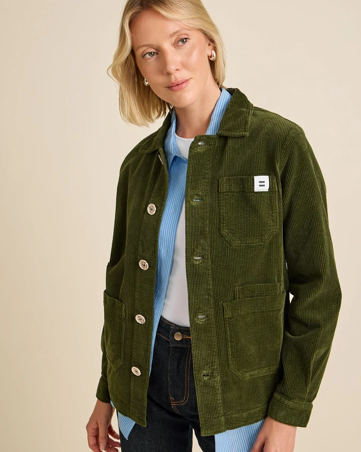 Côtelé Herren vegan Jacke Aus Cord Im Arbeiter Stil Olivgrün
