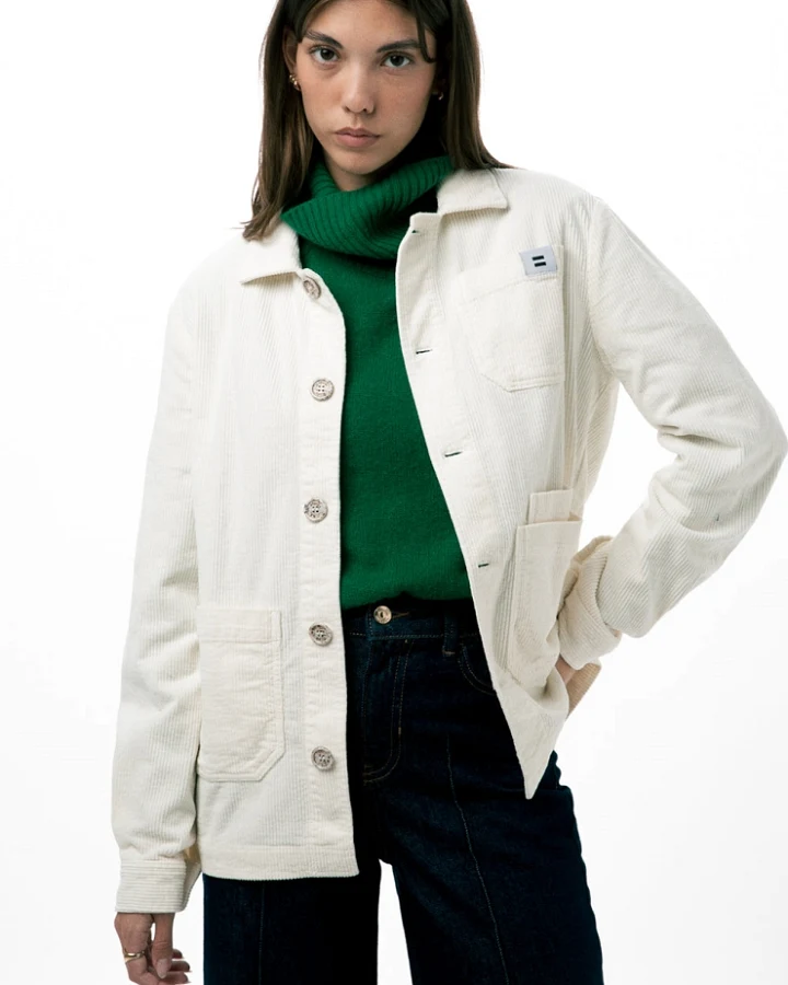 Côtelé Herren vegan Jacke Aus Cord Arbeitermodell Ecru
