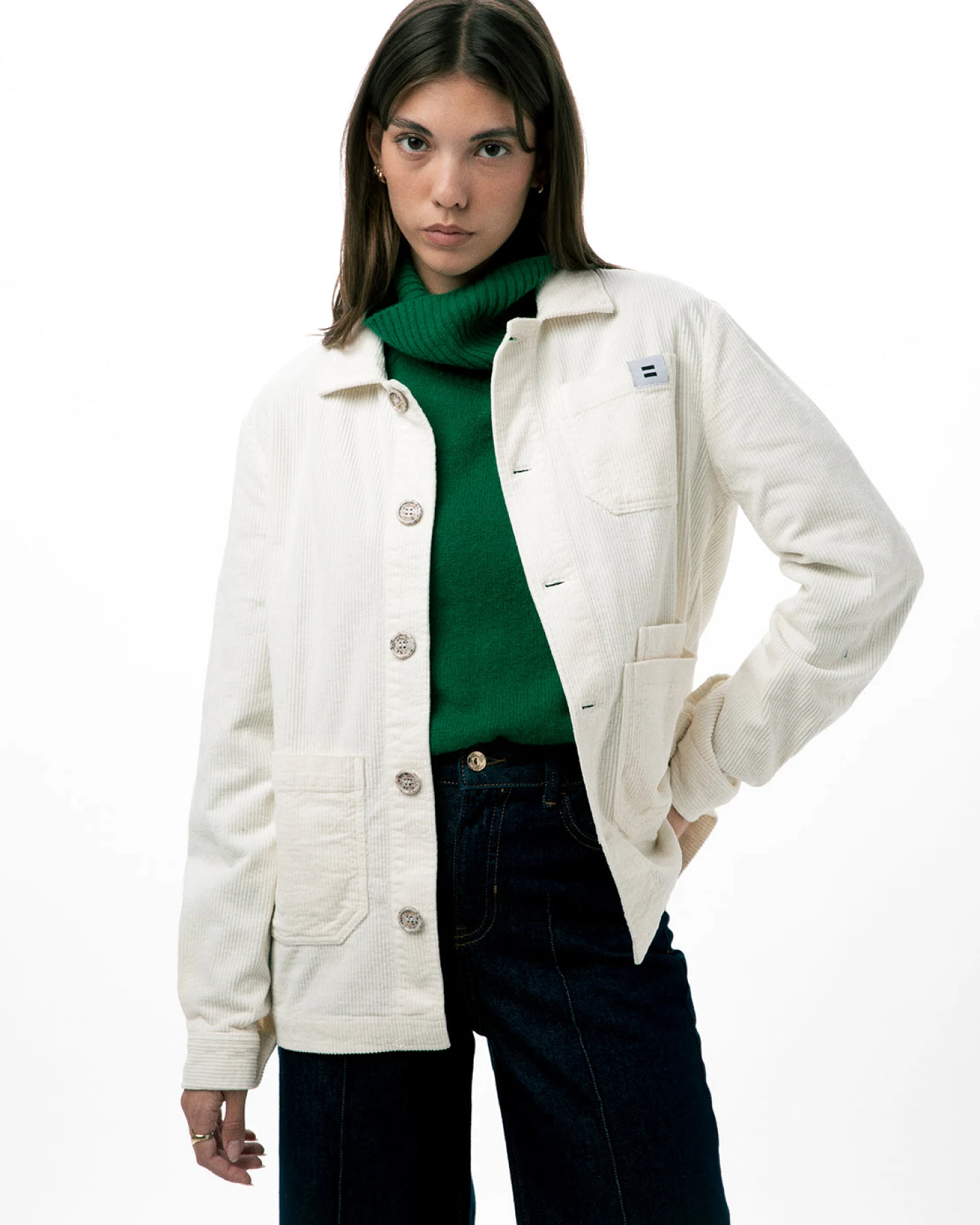 Côtelé Herren vegan Jacke Aus Cord Arbeitermodell Ecru – Ansicht 2