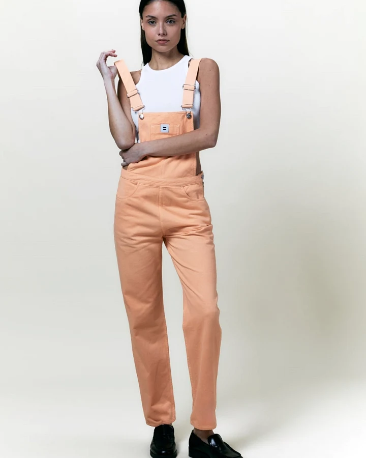 Côtelé Damen vegan Latzhose Mom Aus Canvas Pfirsichfarben