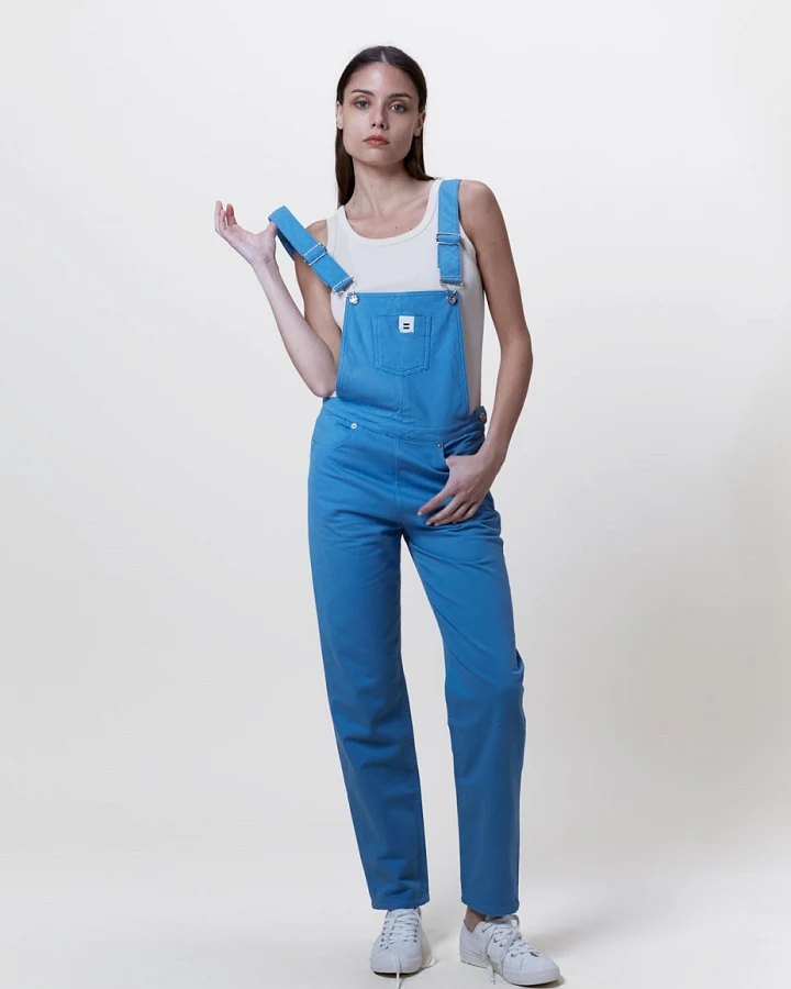 Côtelé Damen vegan Latzhose Mom Aus Canvas Blau