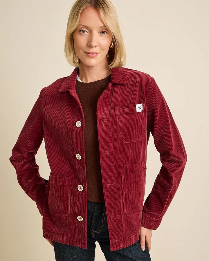 Côtelé Paris Herren vegan Cordjacke Worker In Burgunderrot