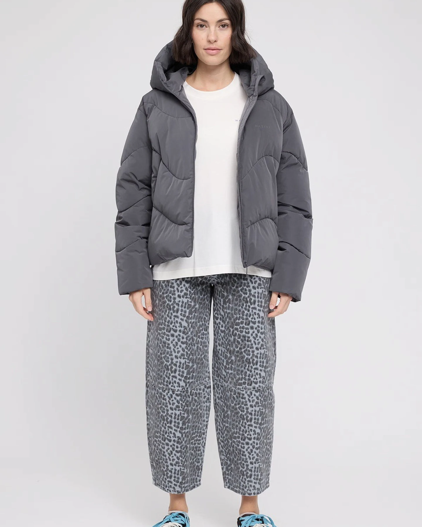 Winterjacke Waves Quilt Short Puffer Dunkelgrau – Ansicht 2