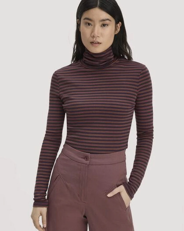 hessnatur Streifen Softrib Longsleeve Fitted aus Bio-Baumwolle und Modal