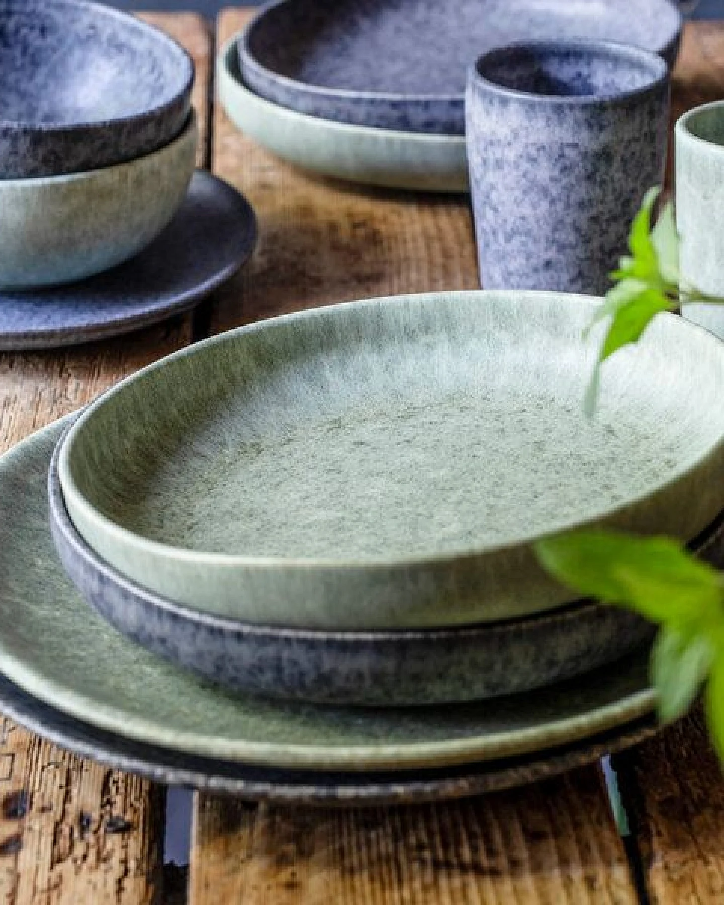 Gipfelstück Moos'N'Stein Suppenteller-Set, Steinzeug – Ansicht 2