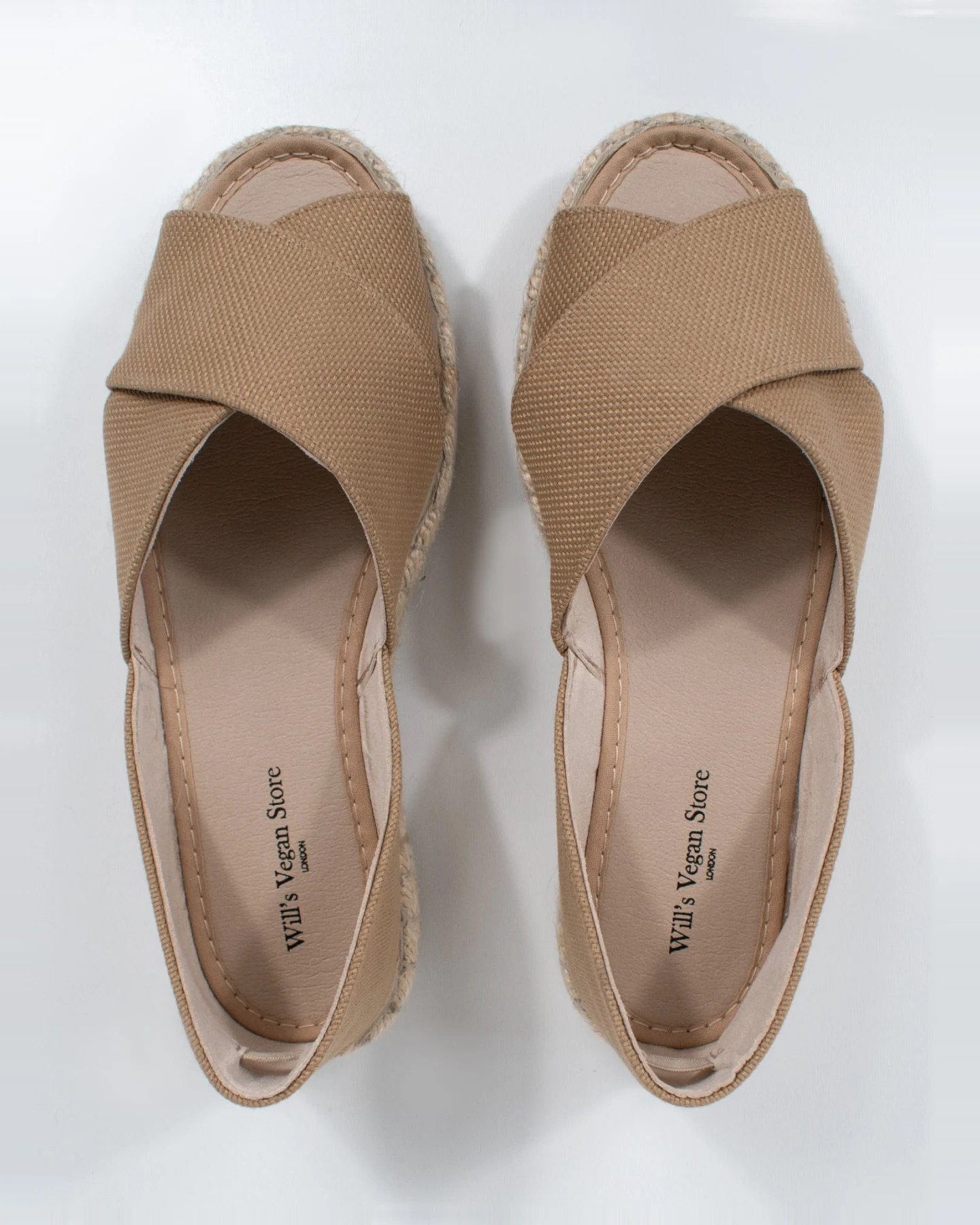 Will's Vegan Store Damen vegan Sandalen Espadrille Tan Canvas – Ansicht 2