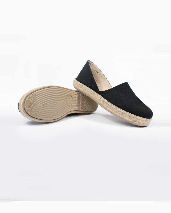 Will's Vegan Store Damen vegan Sandalen Espadrille Schwarzes Segeltuch
