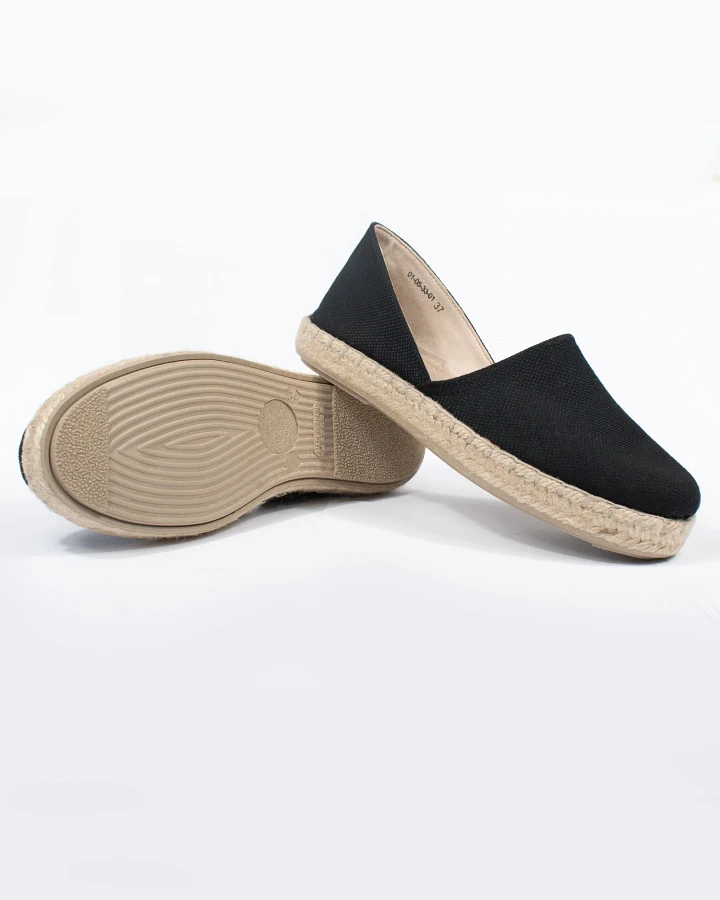 Will's Vegan Store Damen vegan Sandalen Espadrille Schwarzes Segeltuch