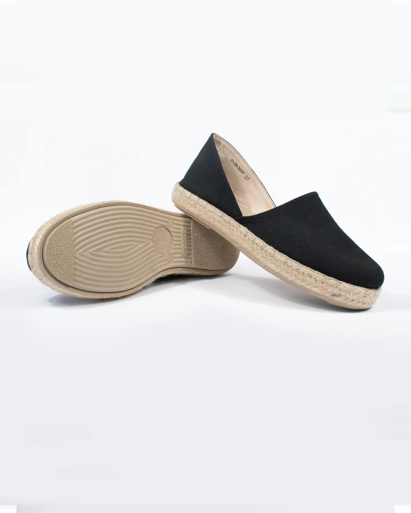 Will's Vegan Store Damen vegan Sandalen Espadrille Schwarzes Segeltuch – Ansicht 2