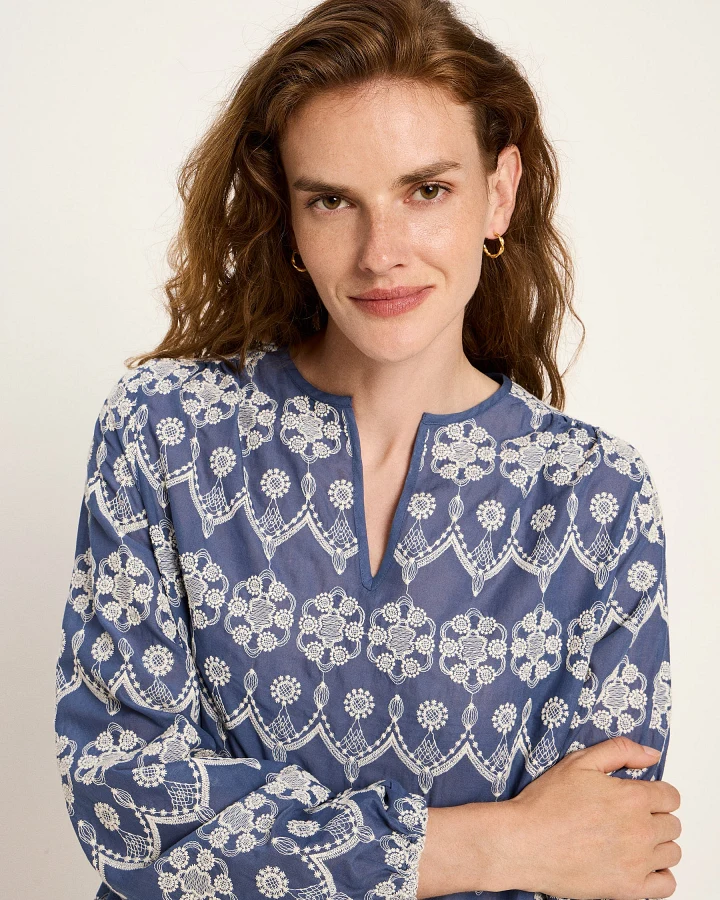 Langarm Bluse mit Kräuseln