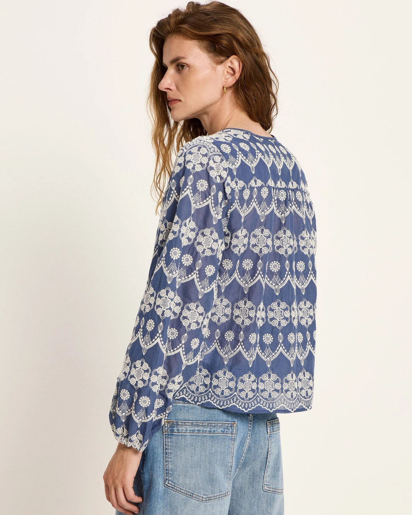 Langarm Bluse mit Kräuseln – Ansicht 5