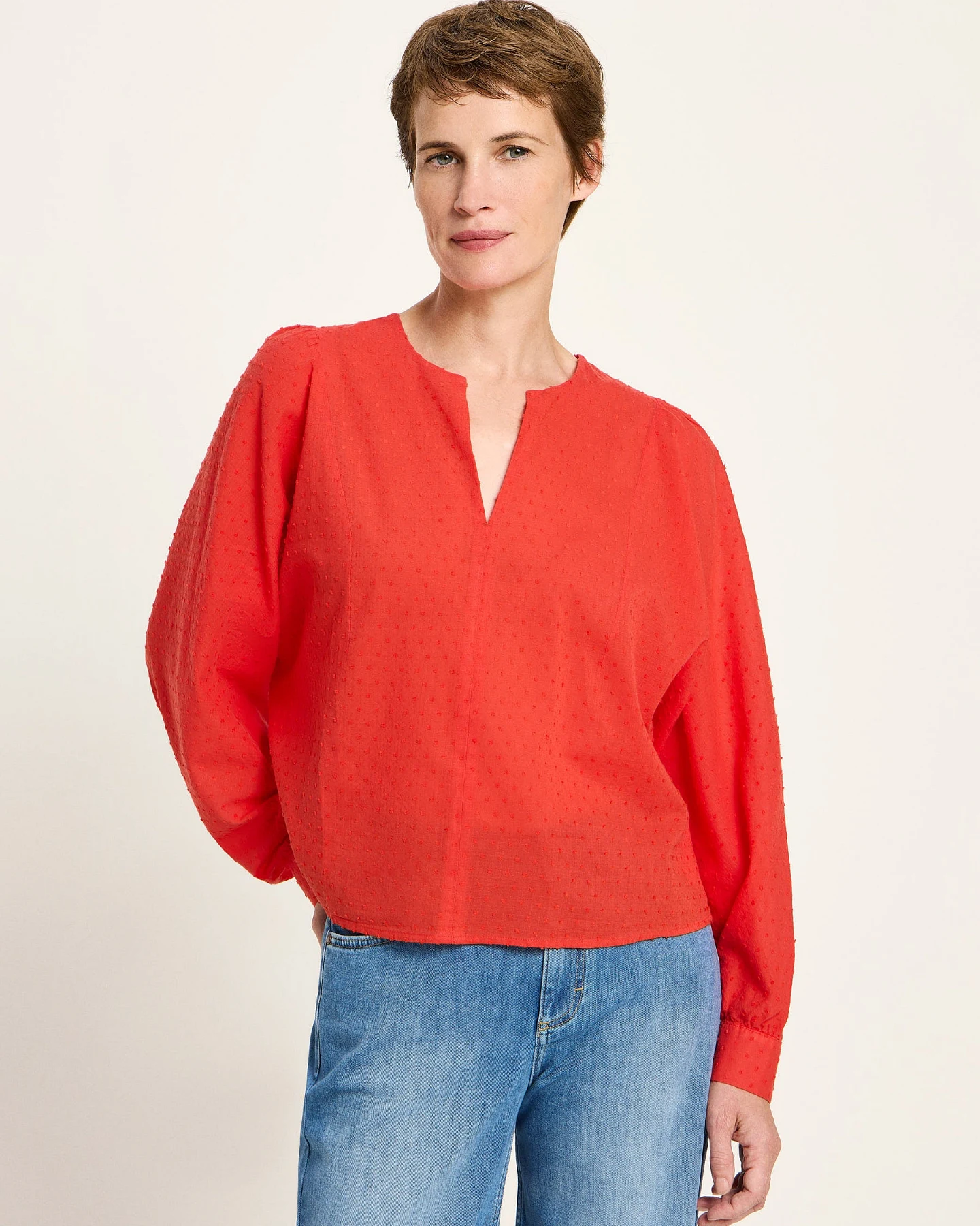 Strukturbluse mit Kräuseln – Ansicht 2