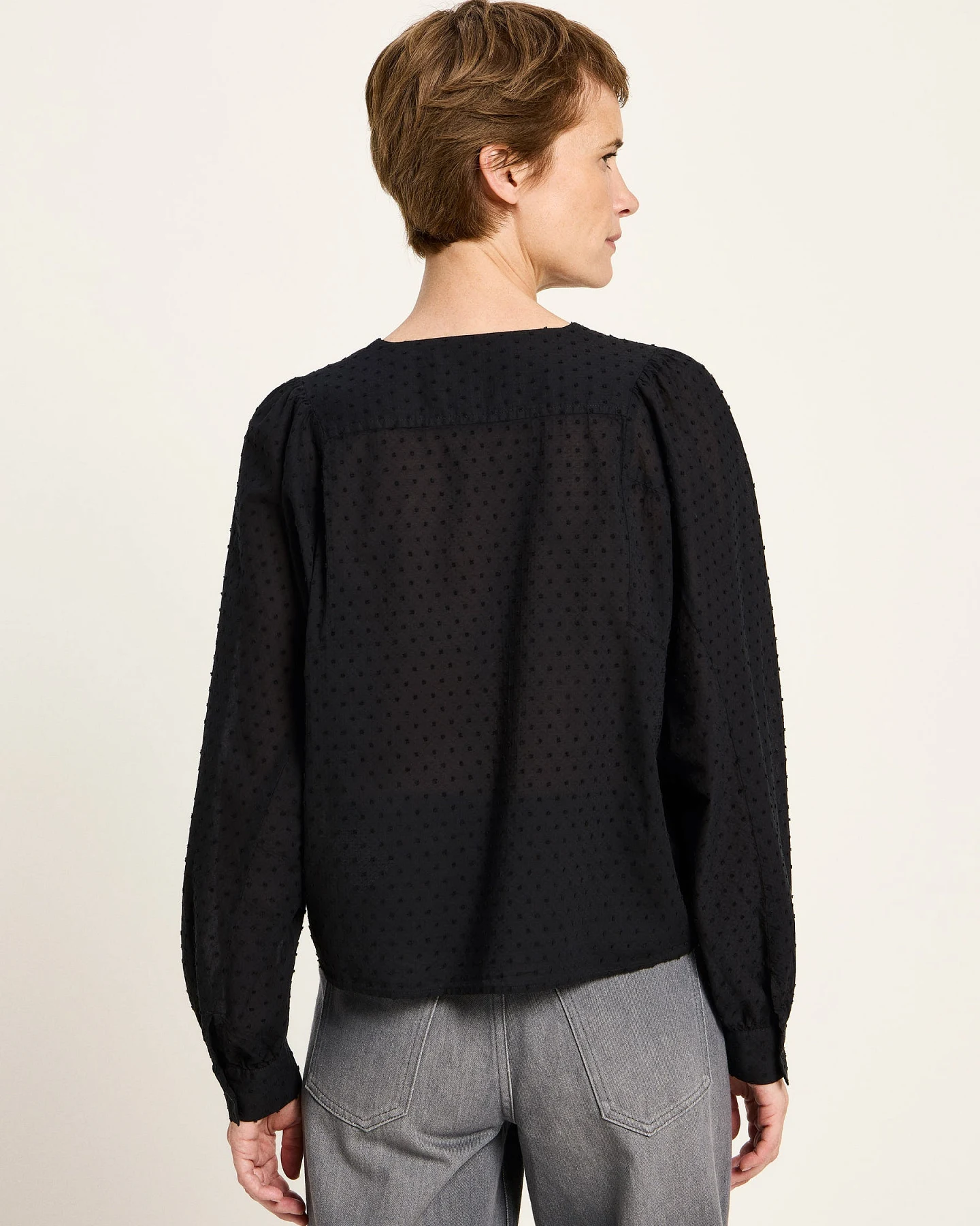Strukturbluse mit Kräuseln – Ansicht 5