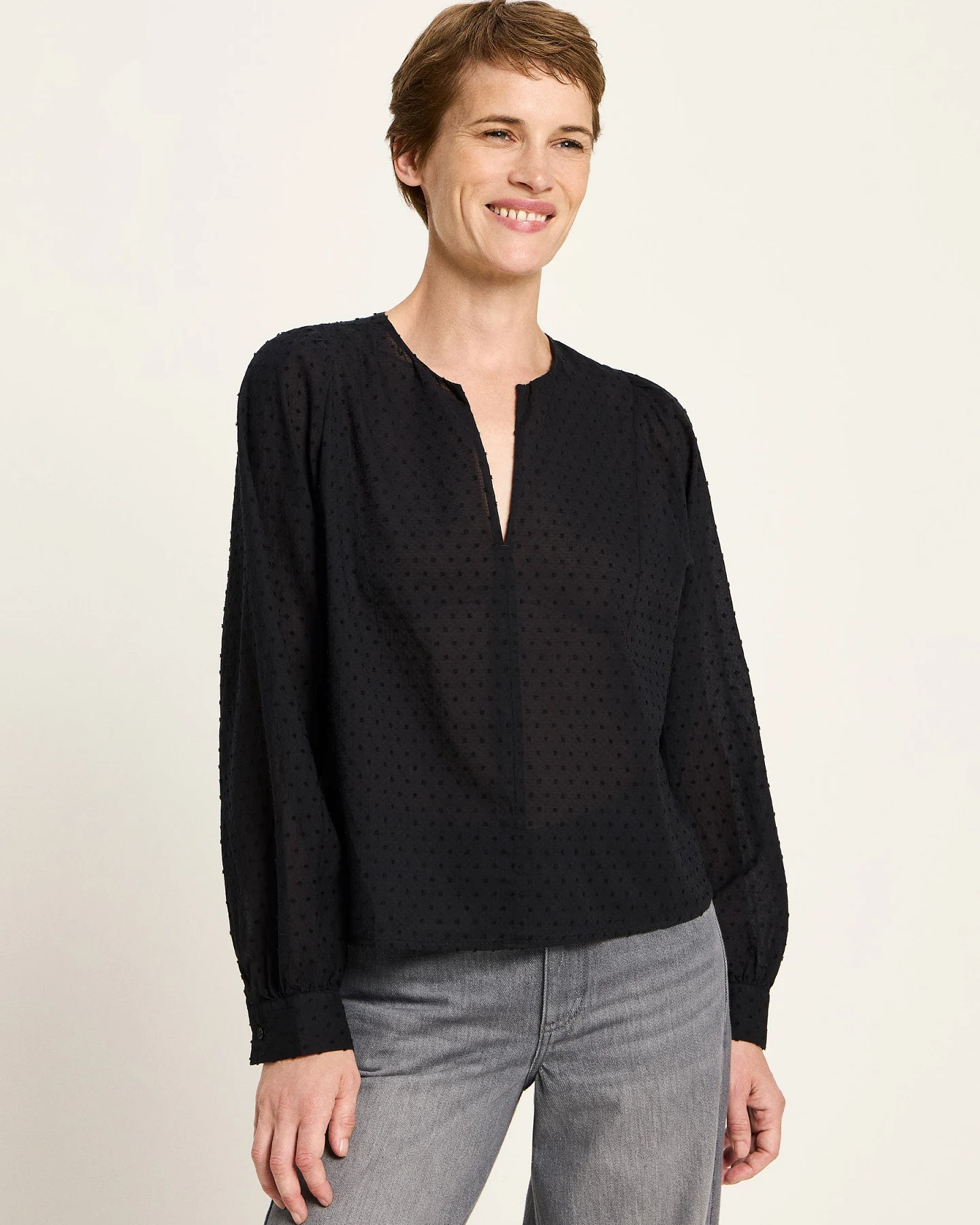 Strukturbluse mit Kräuseln – Ansicht 2