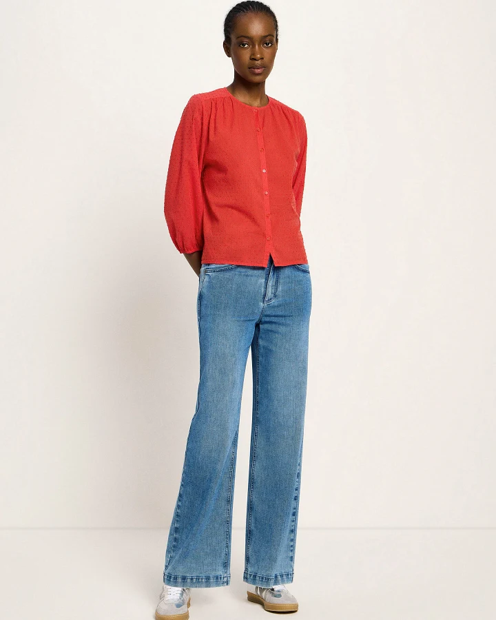3/4 Arm Bluse mit Struktur