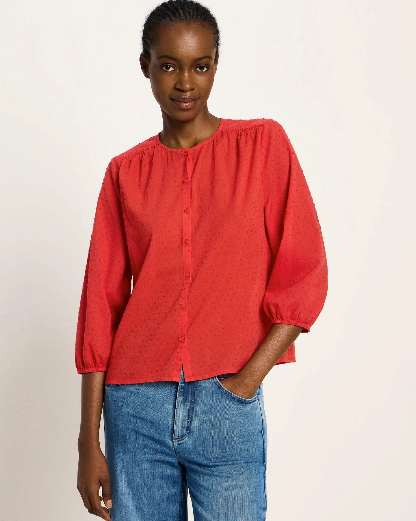 3/4 Arm Bluse mit Struktur – Ansicht 2