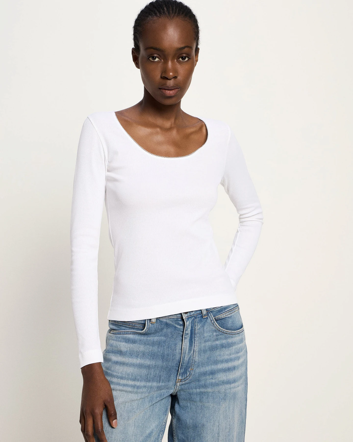 Langarmshirt mit Spitzenkante (GOTS) – Ansicht 3