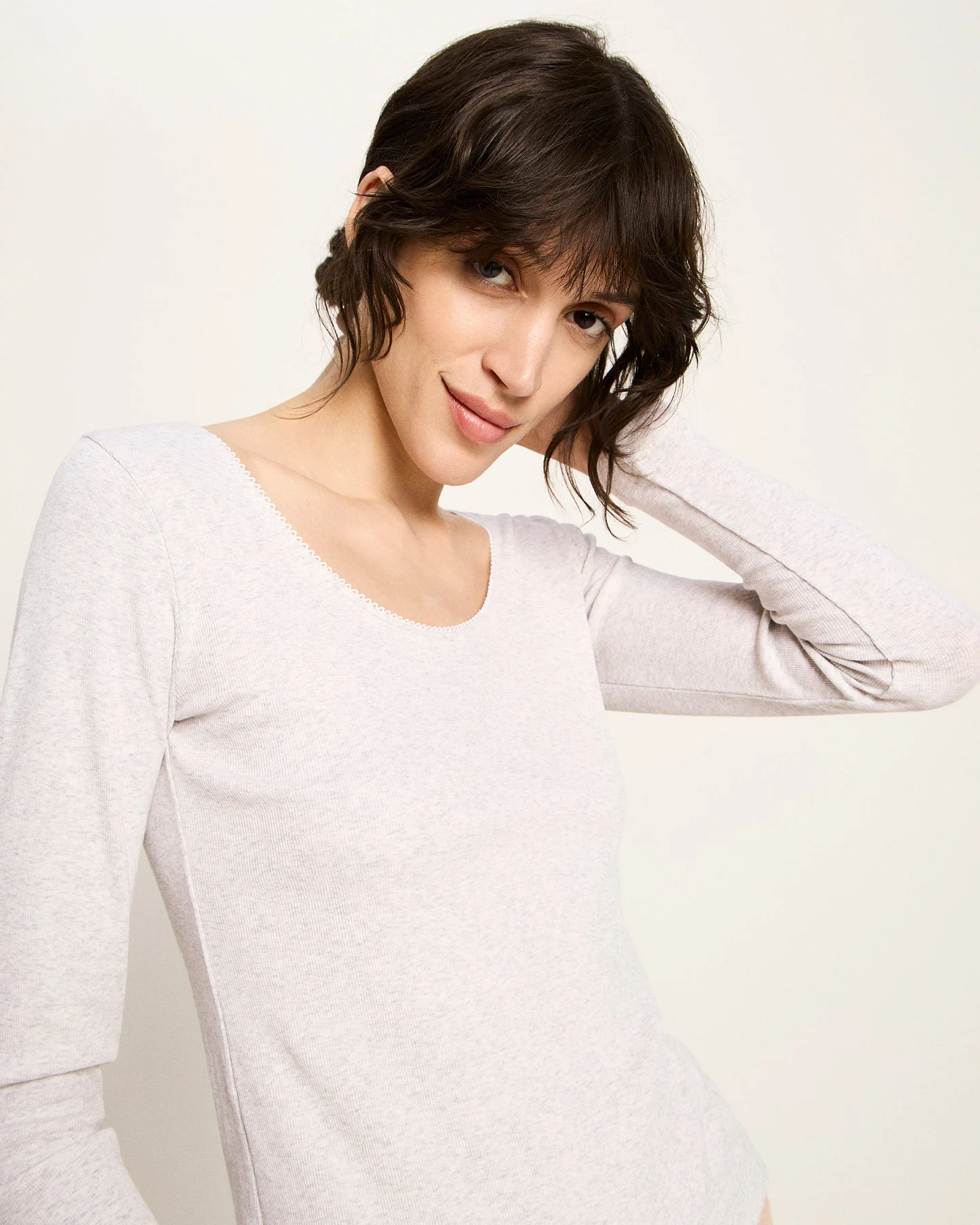 Langarmshirt mit Spitzenkante (GOTS) – Ansicht 3