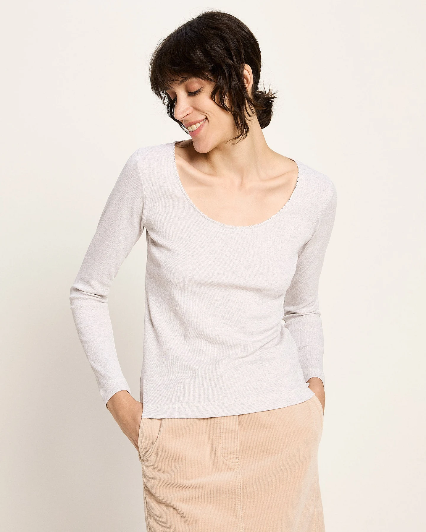 Langarmshirt mit Spitzenkante (GOTS) – Ansicht 2