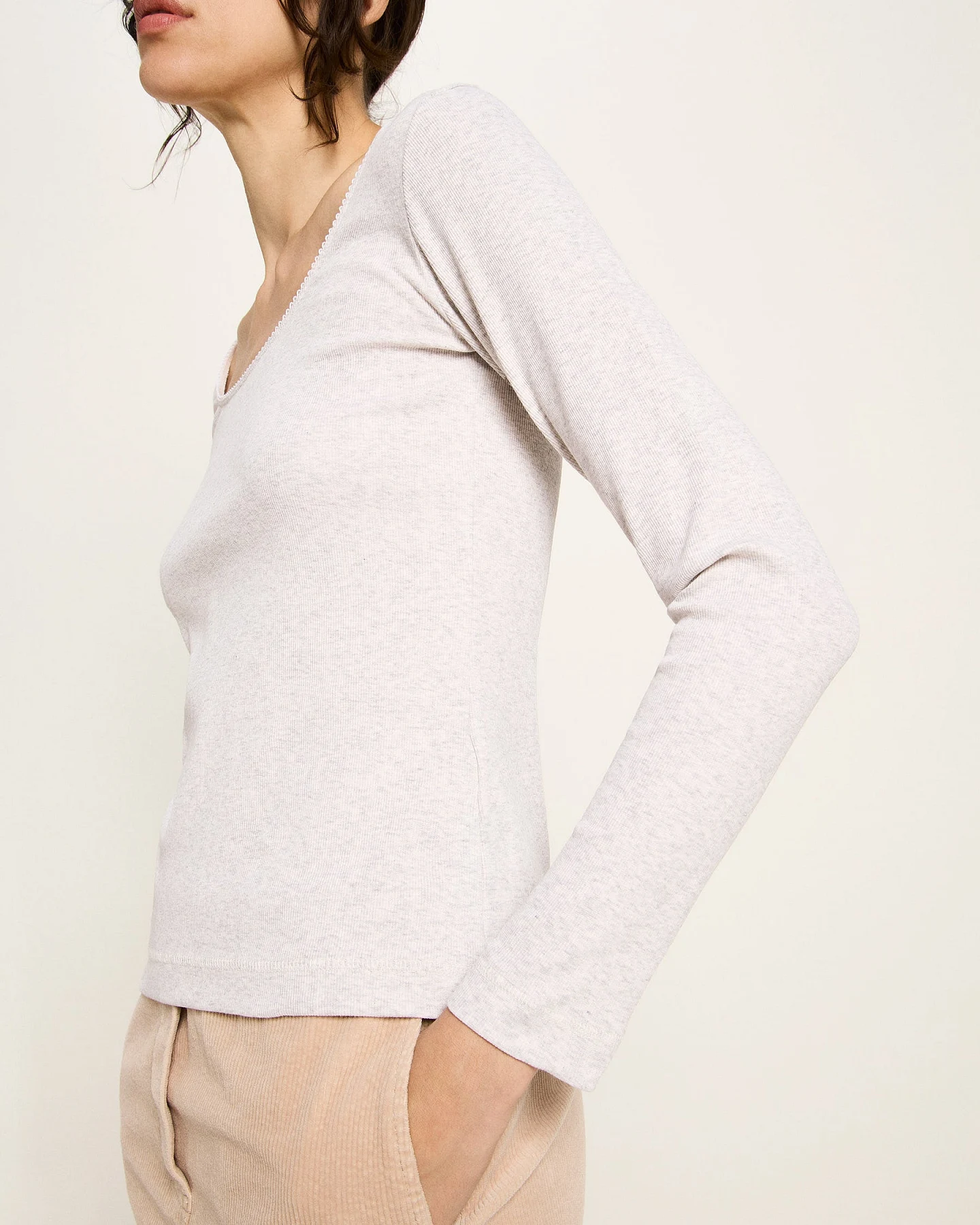 Langarmshirt mit Spitzenkante (GOTS) – Ansicht 4