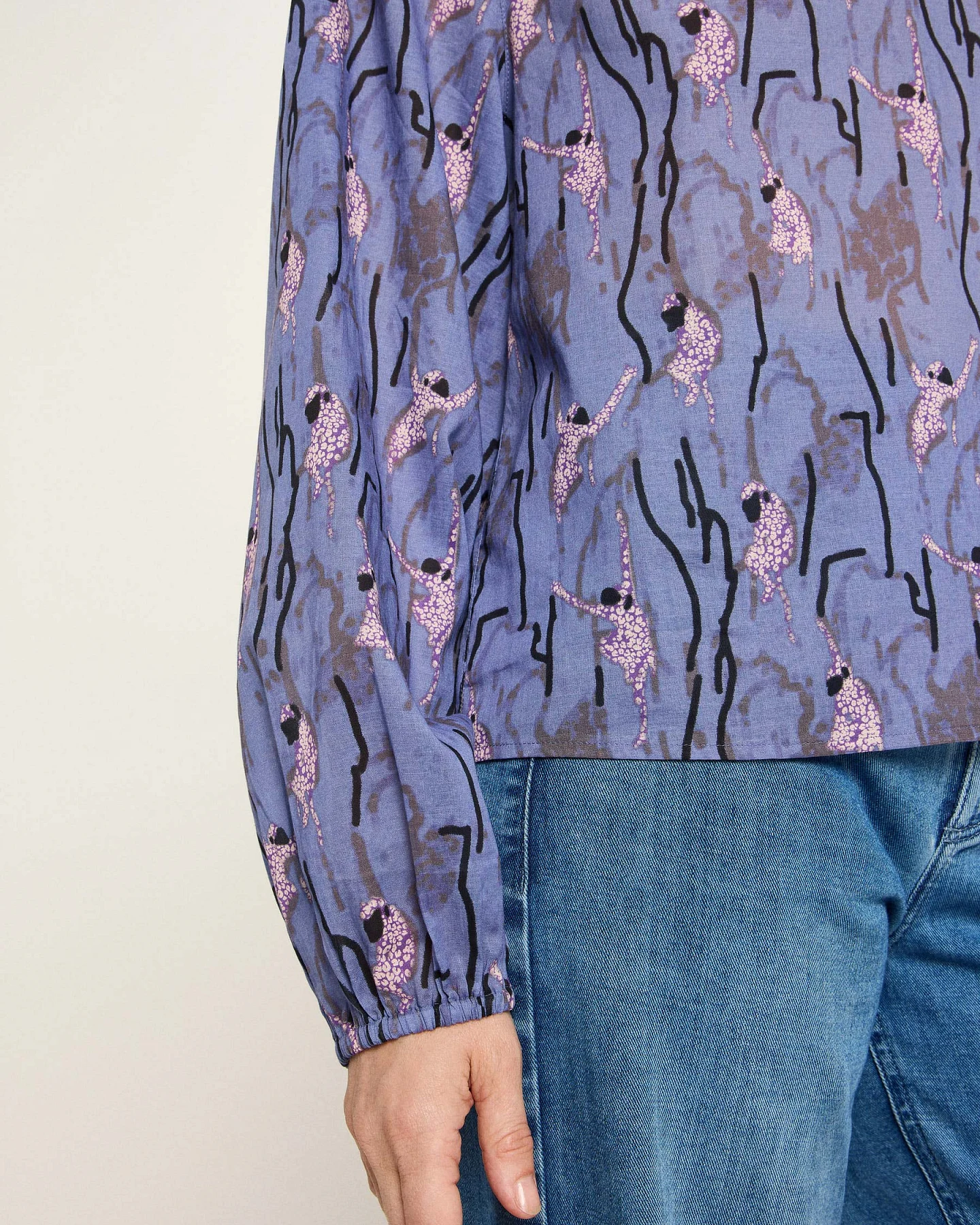 Langarm Bluse mit Kräuseln – Ansicht 4