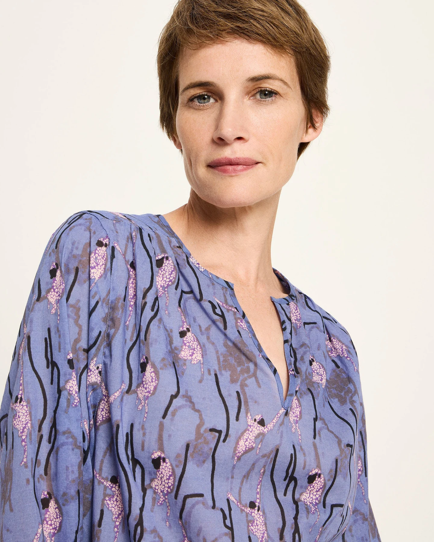 Langarm Bluse mit Kräuseln – Ansicht 3