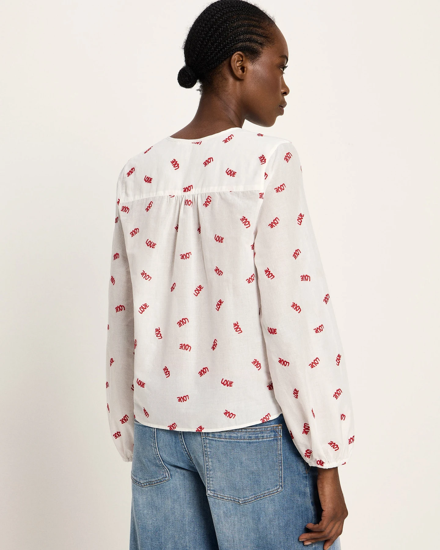 Langarm Bluse mit Kräuseln – Ansicht 5