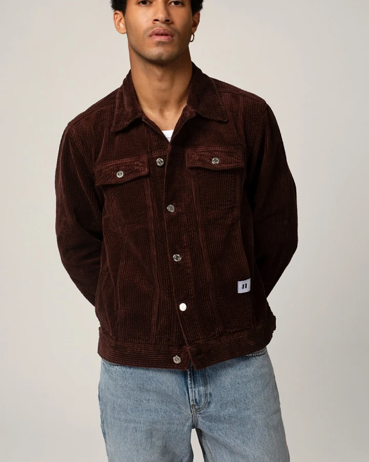 Côtelé Herren vegan Trucker Jacke Jim Schokoladenbraun